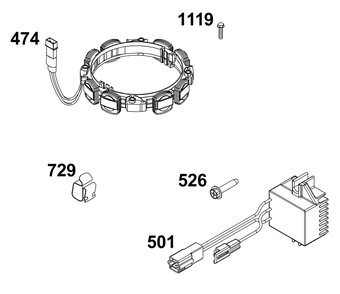 Alternator Group Diagram and Parts List for 44X977-0012-G1  Briggs and Stratton Engine